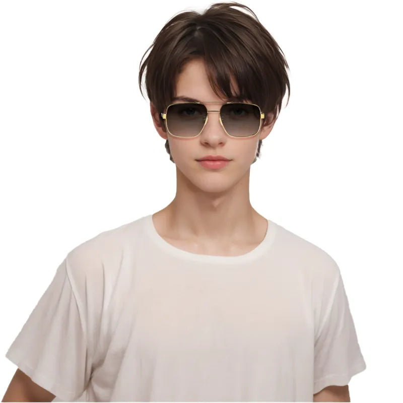 Gucci Plate and Metal Brownline Sunglasses for Men, Black and Gold