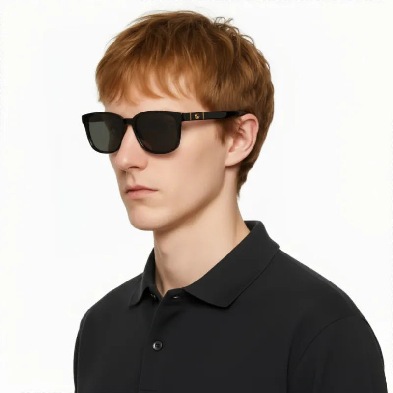 Gu_cci square frame acetate sunglasses in black