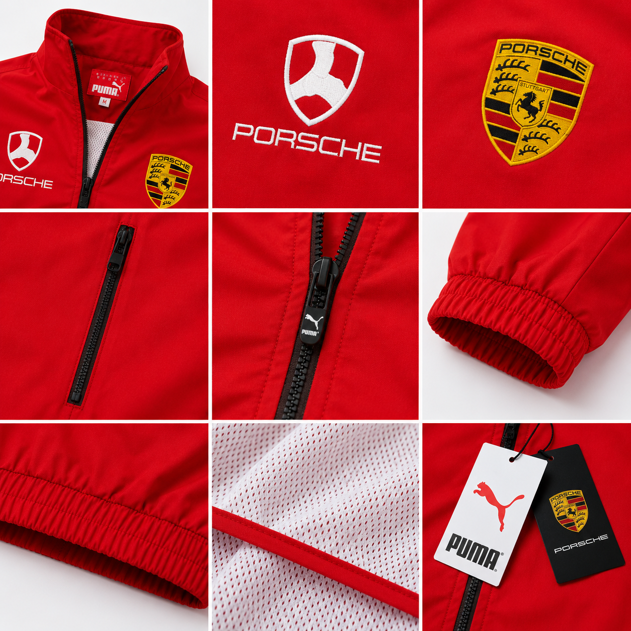 Pors_che Motor_sport x Pu_ma Men’s Red Racing Track Jacket – Full Zip Sports Jacket
