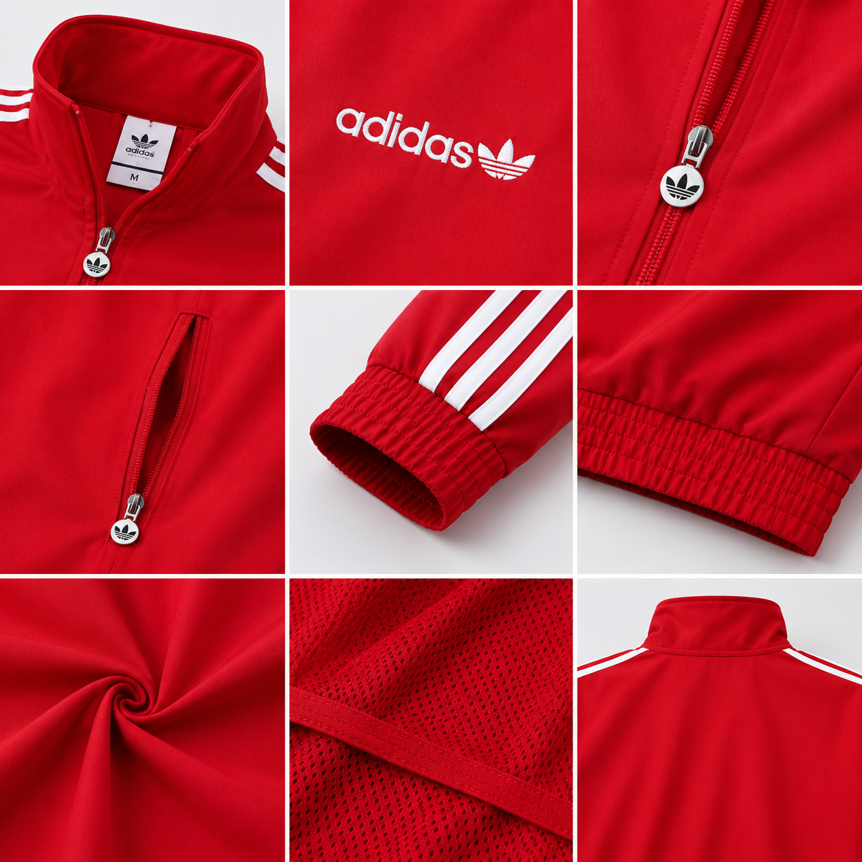Adi_das Men’s Red 3-Stripe Track Jacket – Premium Zip-Up Sports Jacket