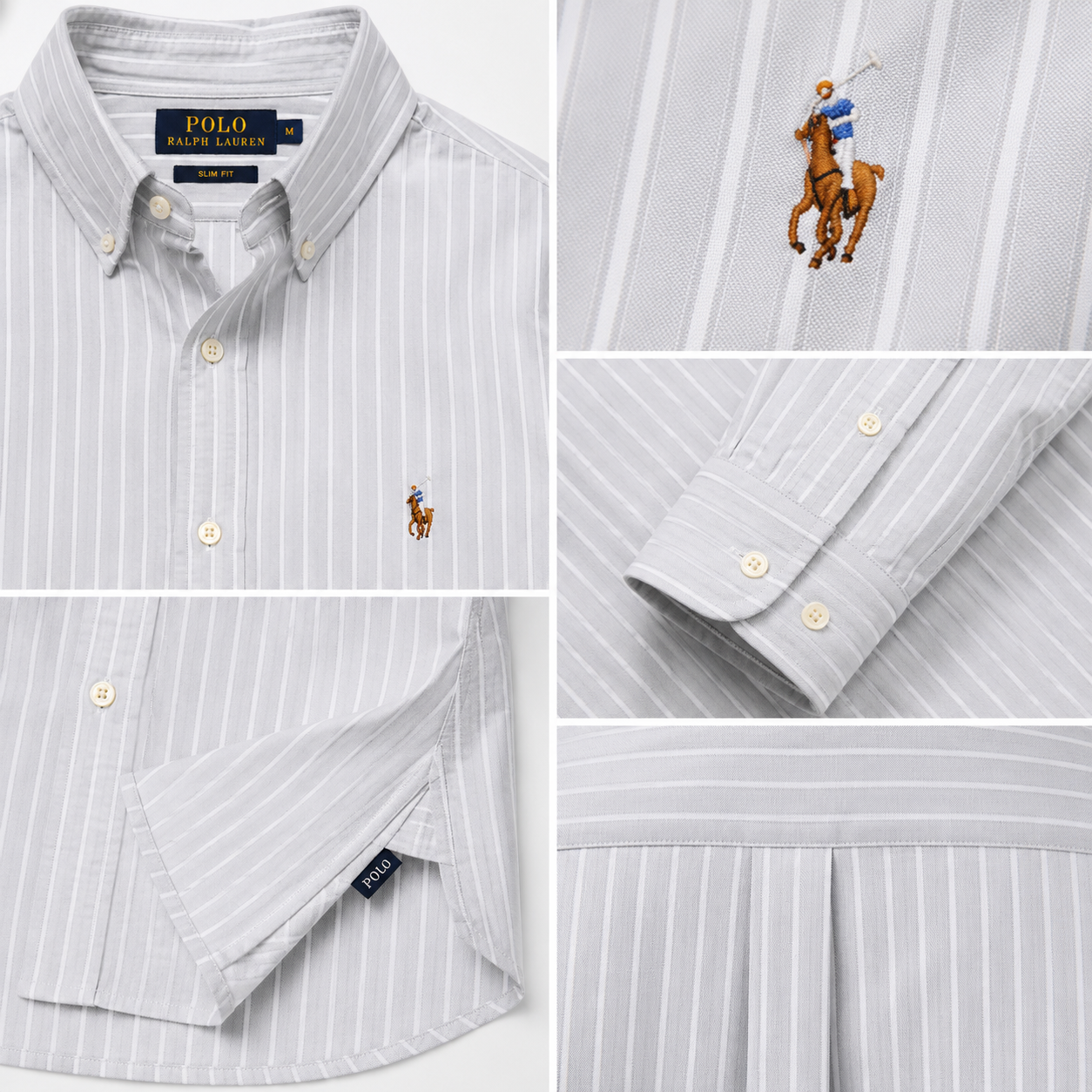 po_lo Men's Grey Striped Premium Cotton Casual Shirt | Full Sleeves | Regular Fit