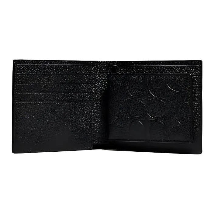 Co_ach Three-in-One Wallet in Signature Leather C1231 Blk