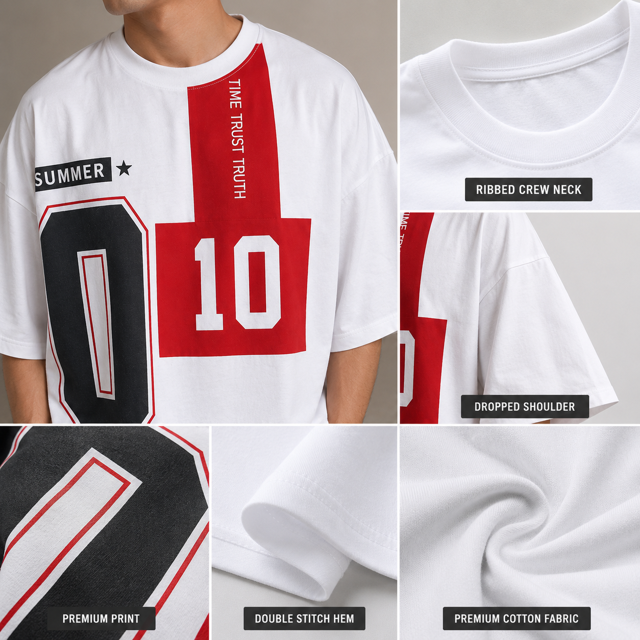 Adi_das Men's Oversized White Graphic Printed T-Shirt | Premium Cotton Casual Streetwear Tee