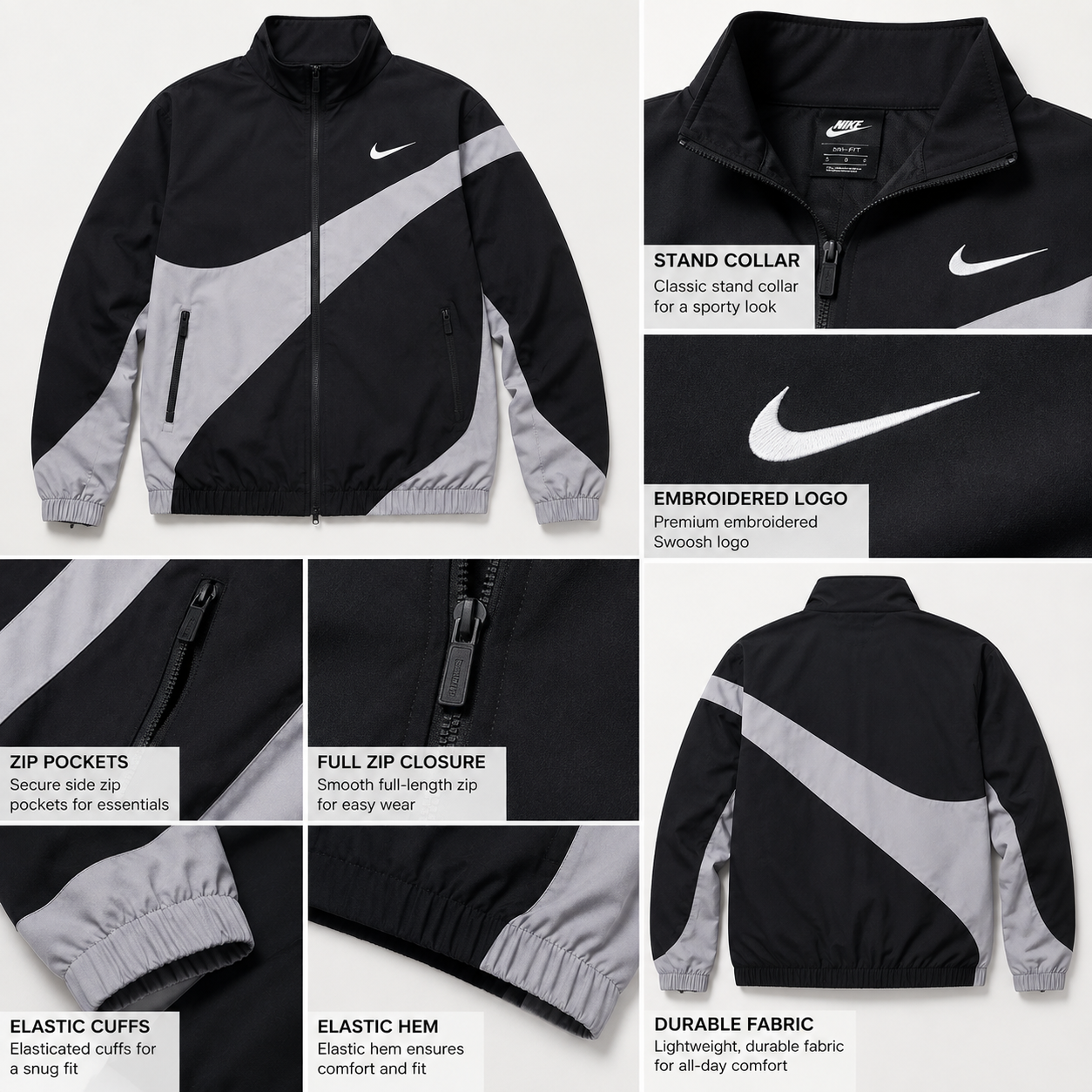 Ni_ke Men's Colorblock Sports Track Jacket – Lightweight Full Zip Casual Windbreaker