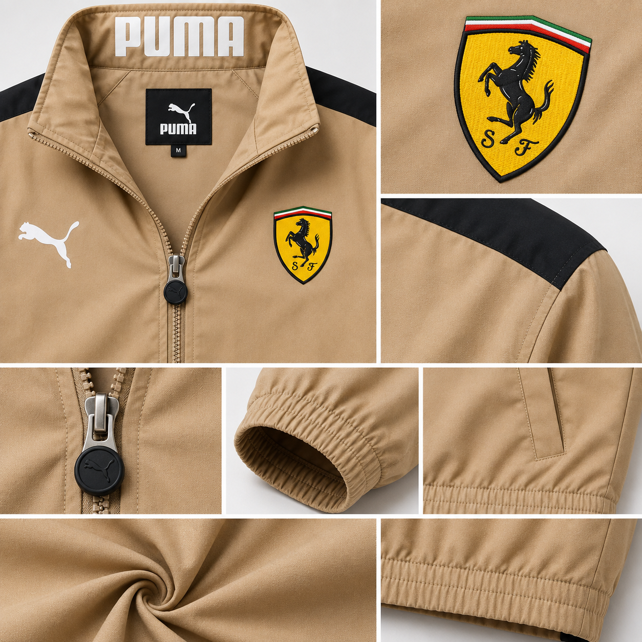 Pu_ma Men's Beige Premium Sports Jacket | Full Zip Lightweight Casual Track Jacket