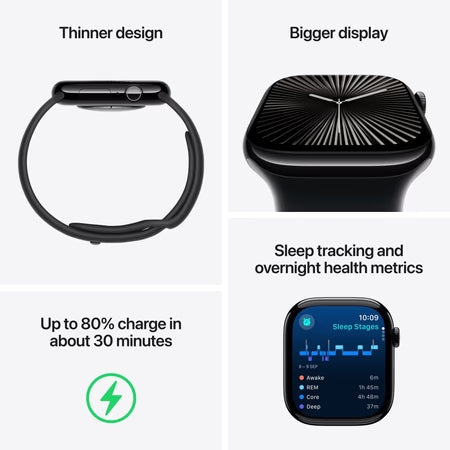 Ap_ple Watch Series 10 GPS 42 mm Jet Black Aluminium Case with Black Sport Band - S/M
