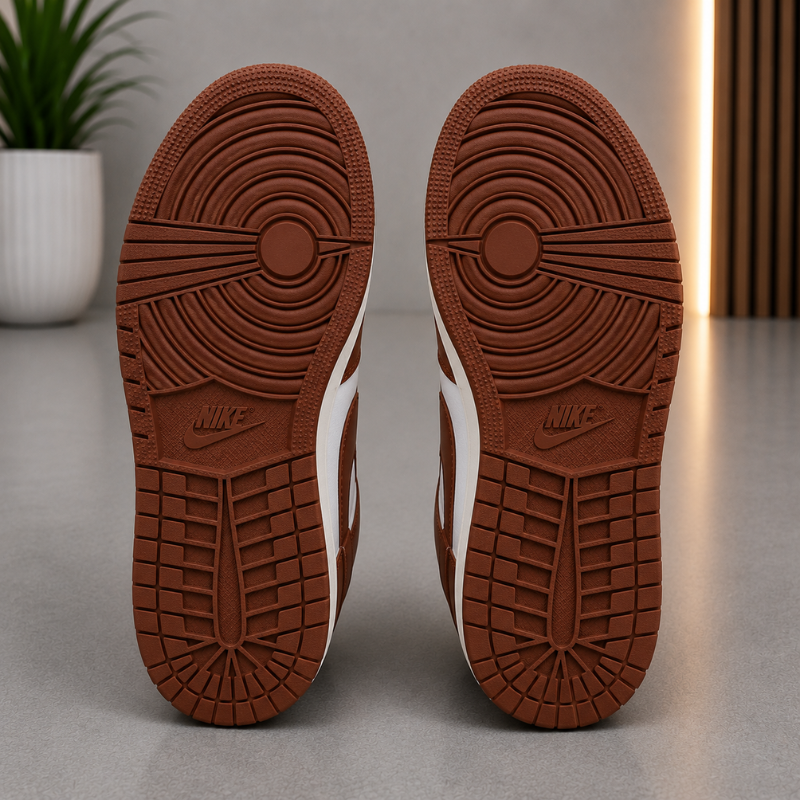 Ni_ke Dunk Low Sneakers for Men | Brown & White Leather Casual Shoes | Classic Streetwear Style