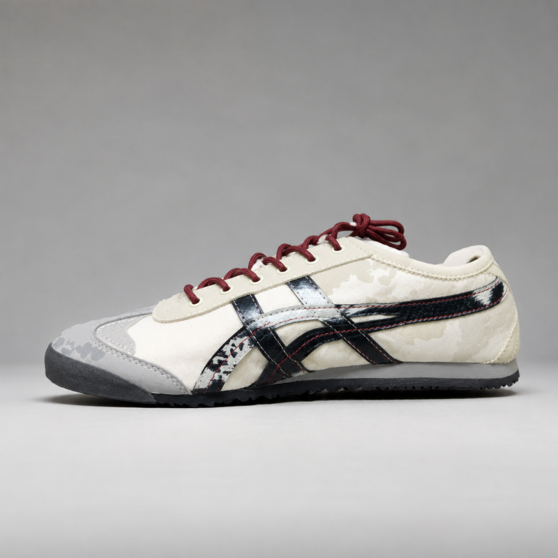 Re_tro_Camo Lifestyle Sneakers – Off White & Black