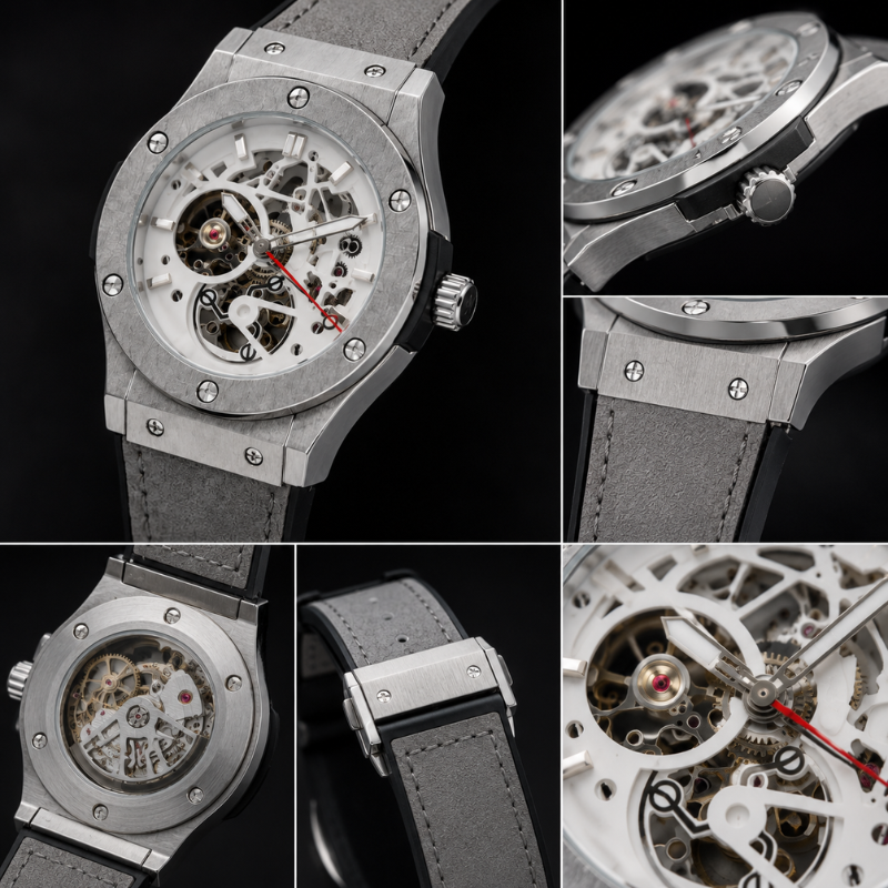 Hu_blot Ske_leton Dial Automatic Watch for Men | Luxury Mechanical Wrist Watch | Premium Rubber Strap