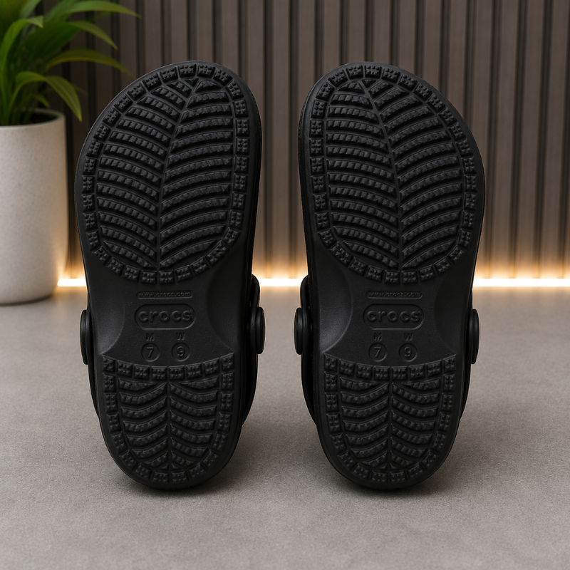 Cr_ocs Classic Graphic Clogs | Black & White | Lightweight Casual Clogs
