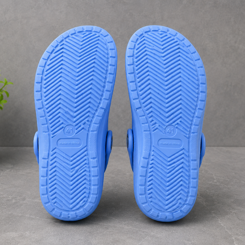cro_cs Ki_ds' Light Blue Clogs with Cartoon Charms | Lightweight EVA Slip-On Garden Shoes | Anti-Slip Comfortable Casual Clogs for Boys & Girls