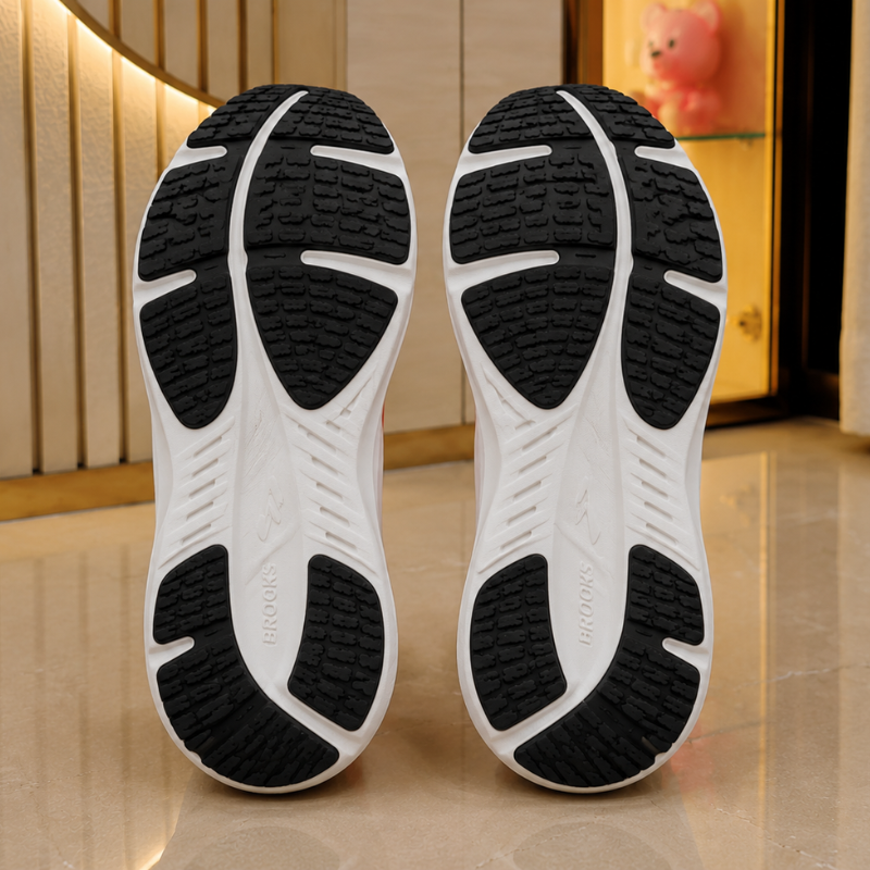 Bro_oks Men's Running Shoes | Lightweight Cushioned Sports Sneakers | Breathable Mesh | Orange Athletic Shoes