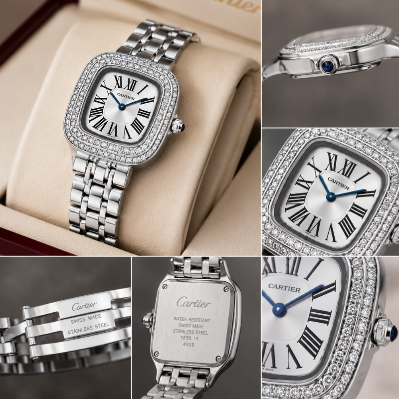 Car_tier Pant_hère Women's Diamond Bezel Watch | Stainless Steel Luxury Analog Wrist Watch