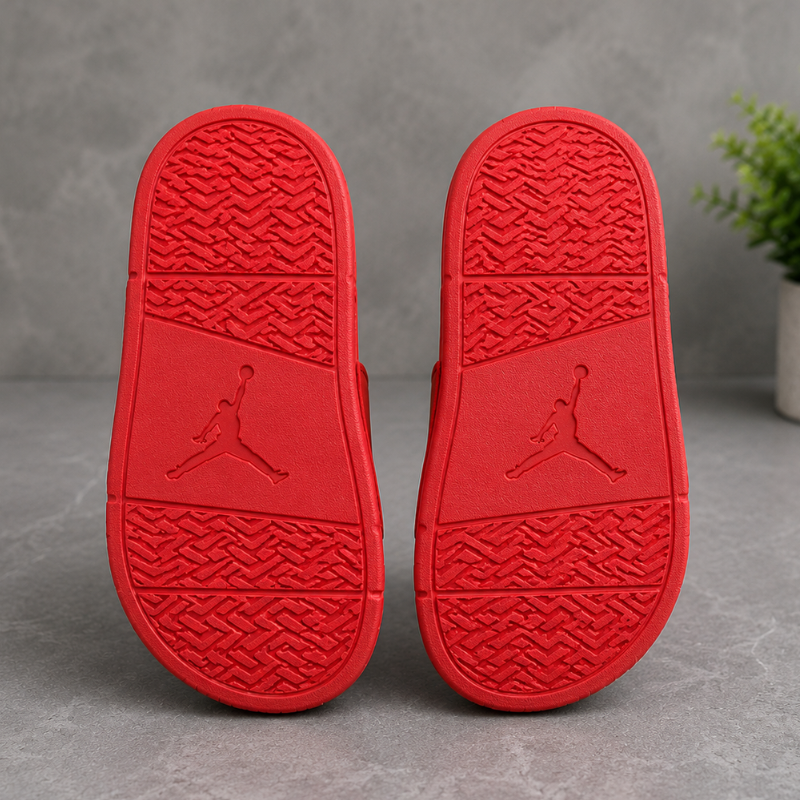 Jor_dan Men's Comfort Slides | Lightweight Cushioned Slip-On Sandals | Red/Black Casual Slides