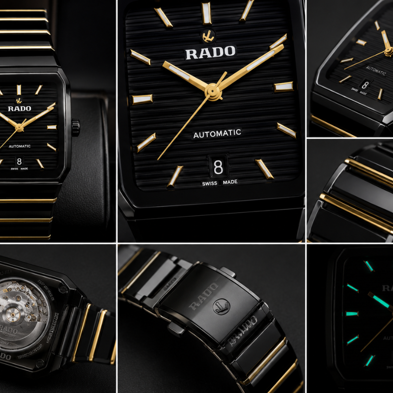 Ra_do Integral Men's Black Ceramic Automatic Watch with Gold Accents