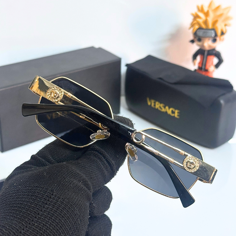Vers@ce Style Luxury Black Rimless Sunglasses for Men & Women | Premium UV400 Shades