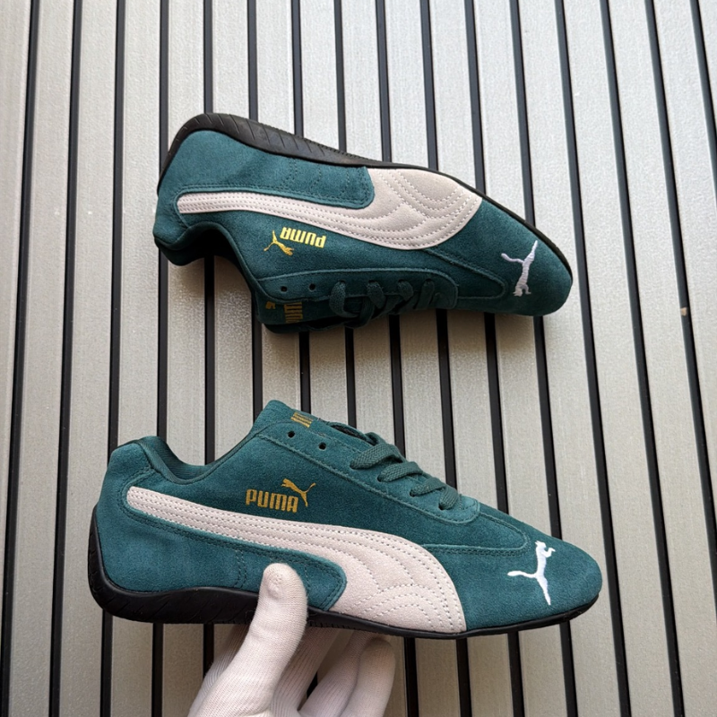 PU_MA Speedcat Style Unisex Casual Sneakers – Green Suede Low-Top Shoes