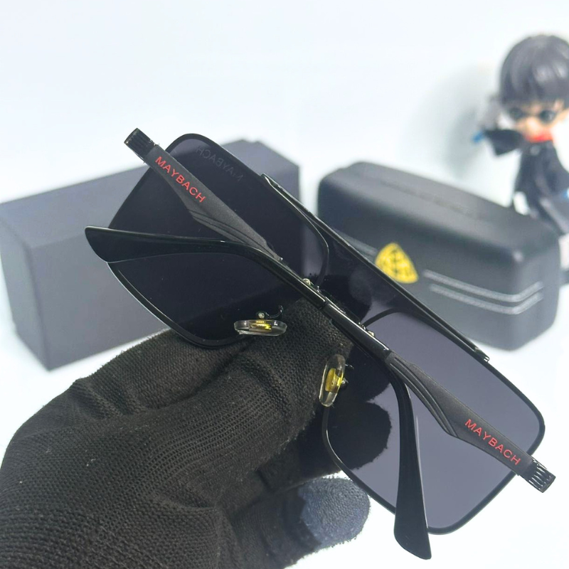 Mayb@ch Luxury Rimless Black Sunglasses with Gold Frame | Premium UV400 Shades for Men & Women