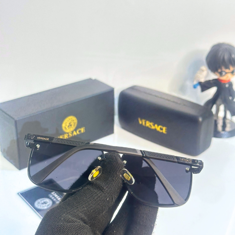 Vers@ce Style Luxury Black Rimless Sunglasses for Men & Women | Premium UV400 Shades