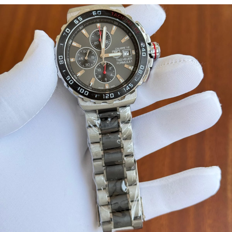 TAG Heu_er Formula 1 Calibre 16 Chronograph Men's Stainless Steel Watch – Grey Dial