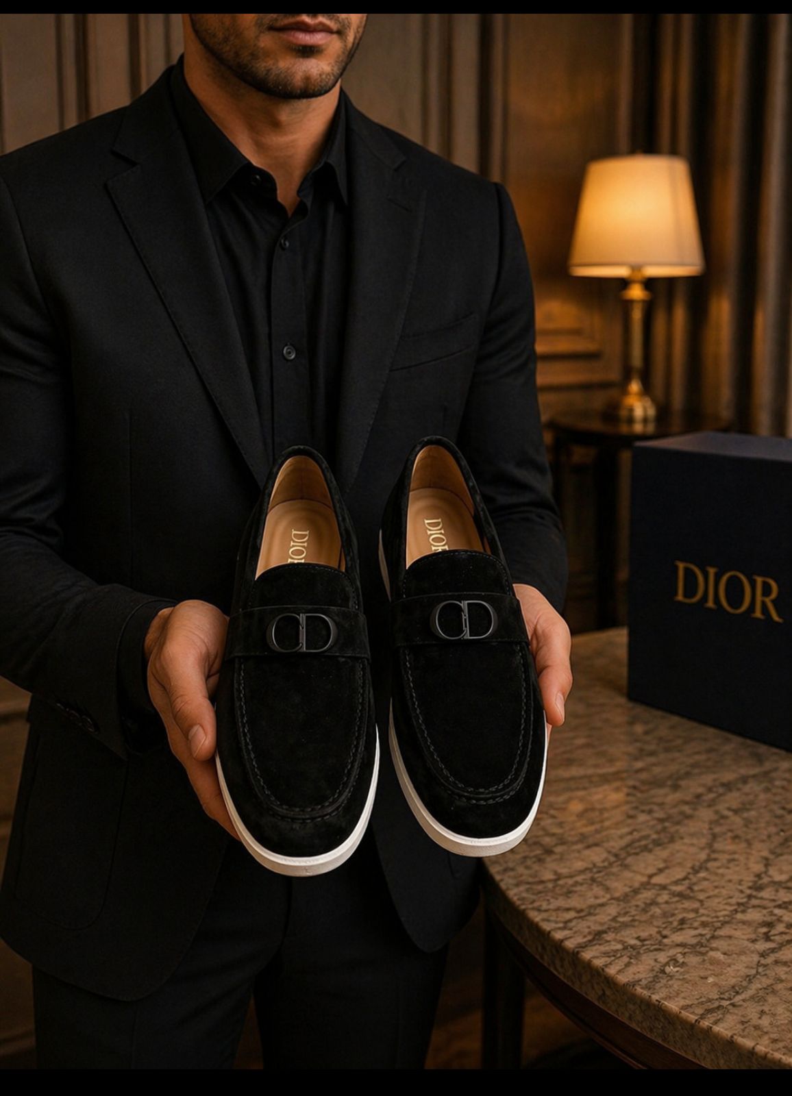 Di_or Granville Loafer in Black Suede