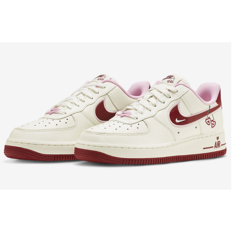 Ni_ke Air Force 1 Love Heart Edition Women's Sneakers – White & Burgundy Casual Shoes