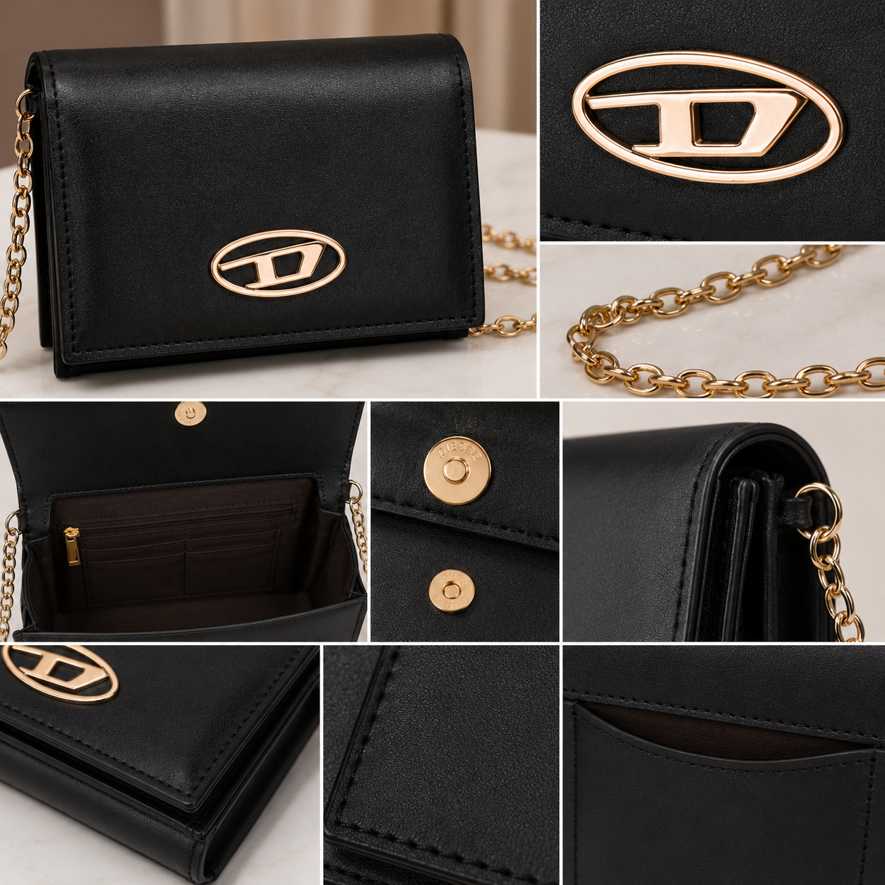 DIE_SEL Women’s Black Chain Shoulder Bag – Premium Compact Crossbody Handbag