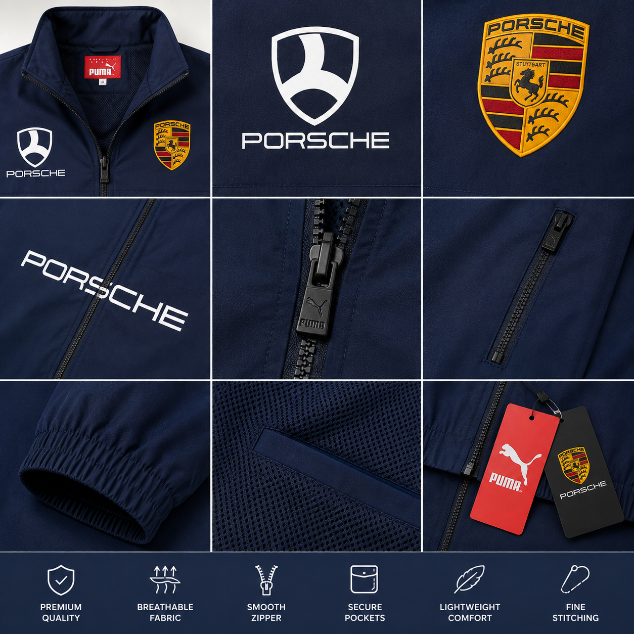 Pors_che Motor_sport x Pu_ma Men’s Navy Blue Racing Track Jacket – Premium Zip-Up Jacket