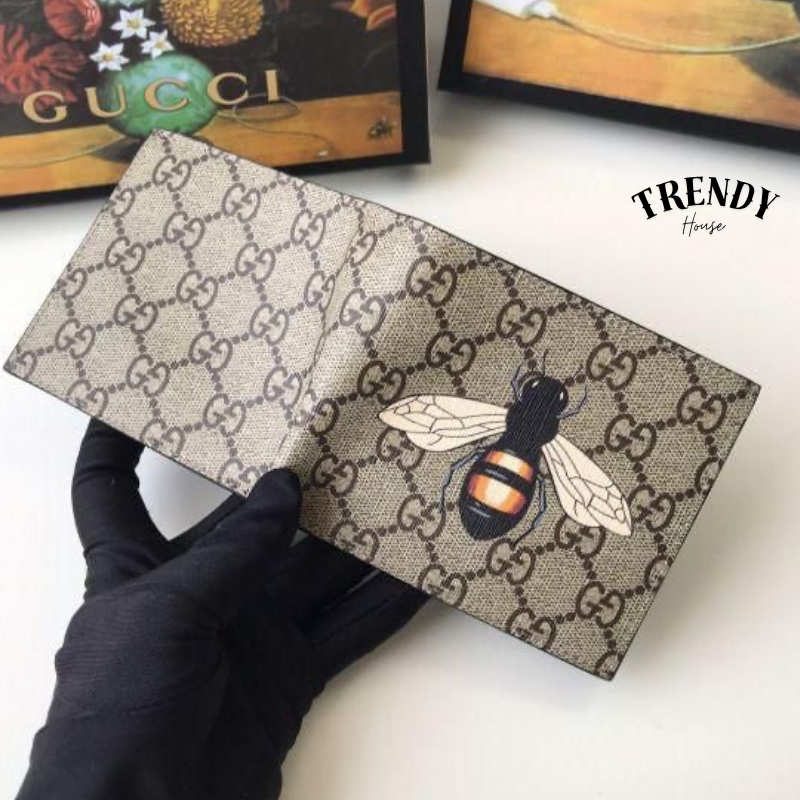 Gu(ci Bee Premium Men’s Leather Wallet | Luxury Bifold Wallet with Card Holder