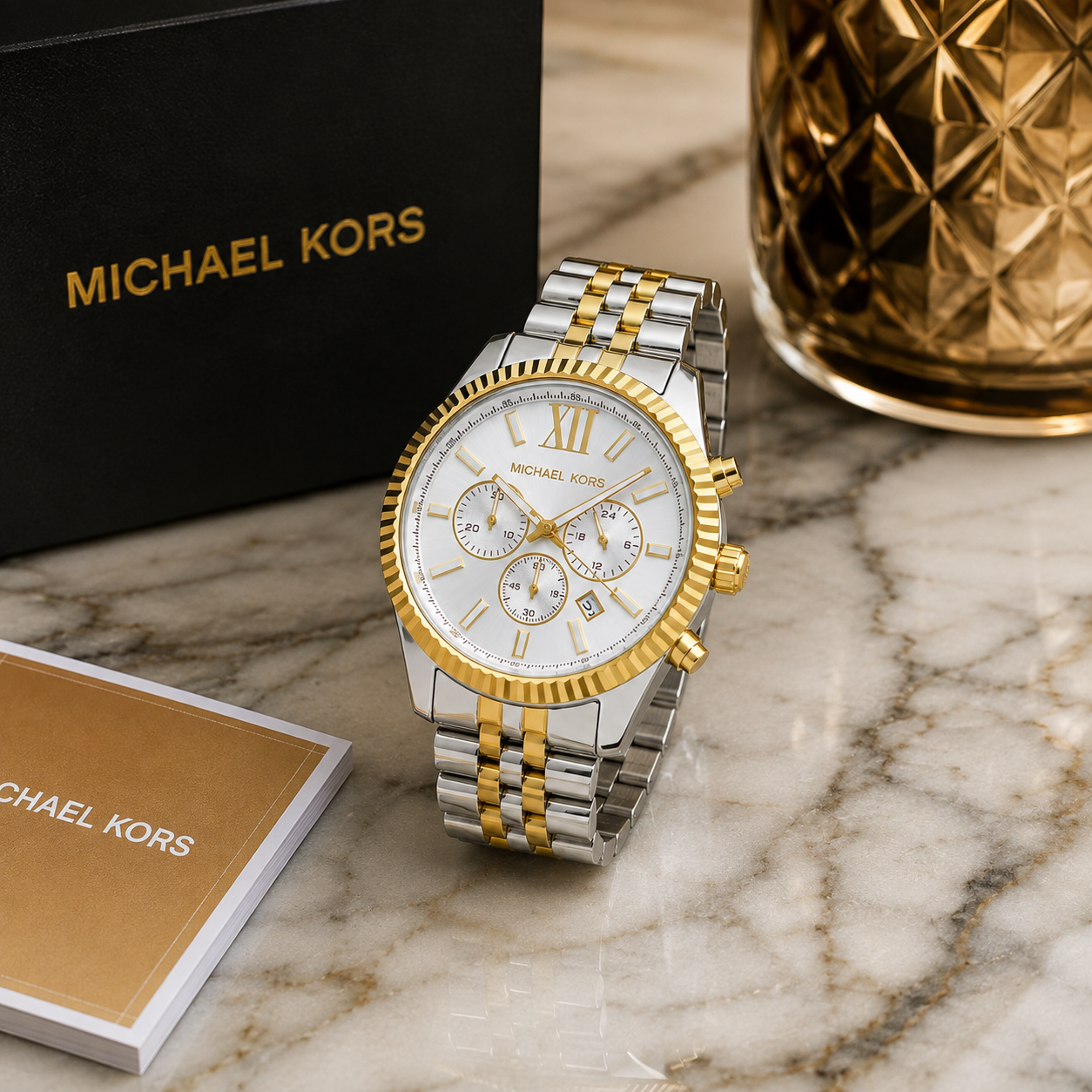 Mic_hael Ko_rs Two-Tone Silver & Gold Chronograph Men’s Watch – White Dial
