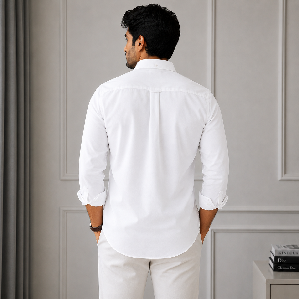 Lac_oste Men’s White Classic Fit Button-Down Shirt – Premium Casual Wear