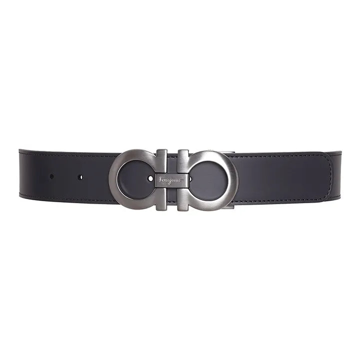Ferragamo Reversible Adjustable Gancini Belt in Black and Dark Brown