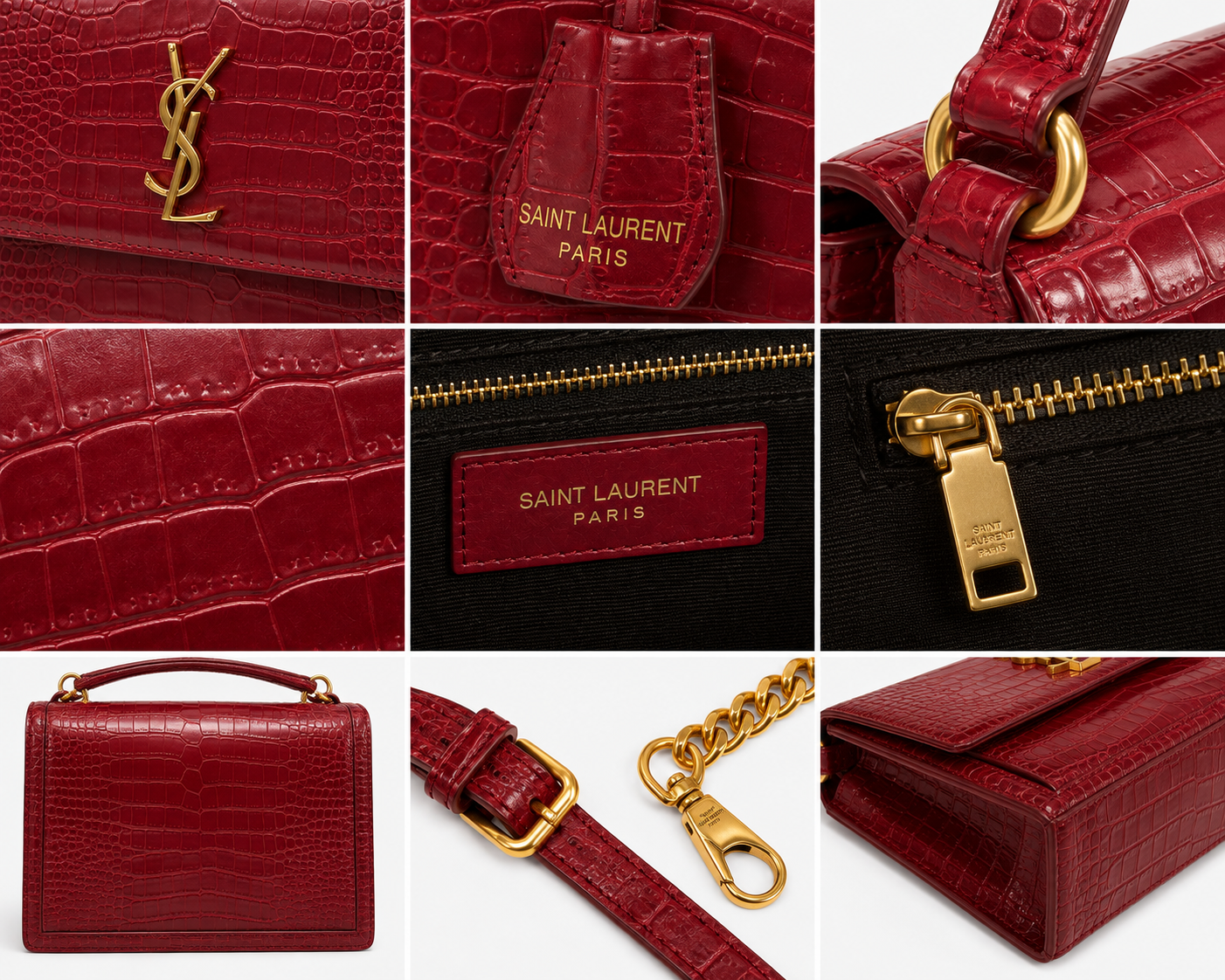 Sa_int Laur_ent Red Crocodile-Texture Top Handle Bag – Luxury Women’s Handbag