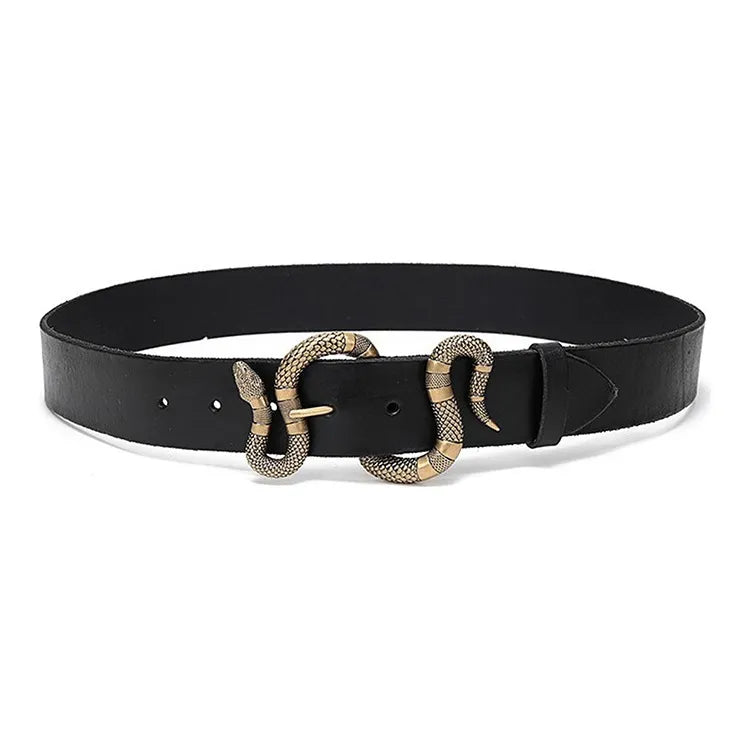 Gucci Original Cut Snake Casual Belt Leather Belt Men's Black 4CM Width