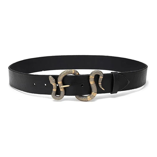 Gucci Original Cut Snake Casual Belt Leather Belt Men's Black 4CM Width