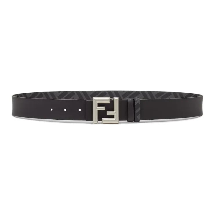 Fendi calfskin, polyurethane, cotton, and polyester leather belt for men, black