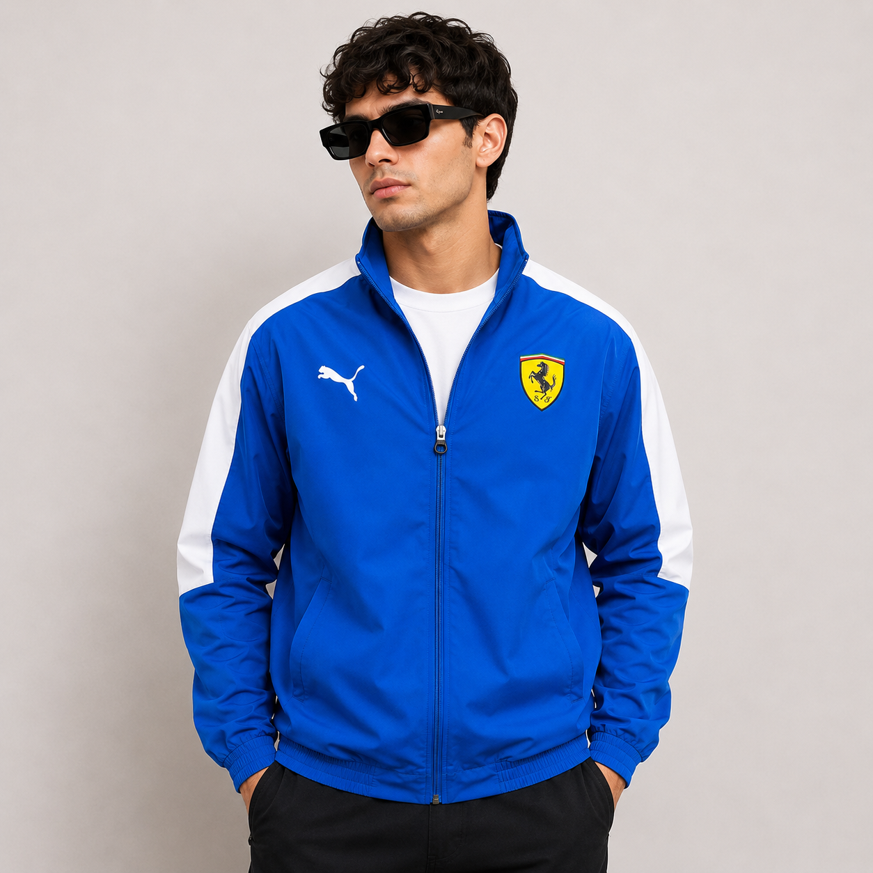 Po_lo Men's Blue Premium Sports Jacket | Full Zip Lightweight Casual Track Jacket