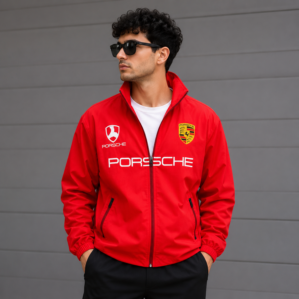 Pors_che Motor_sport x Pu_ma Men’s Red Racing Track Jacket – Full Zip Sports Jacket