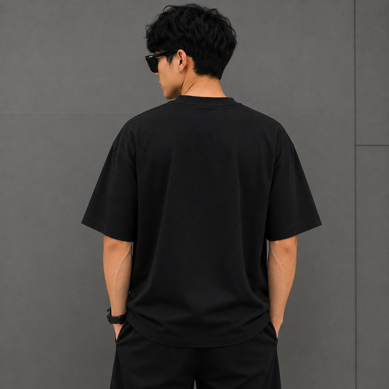 Lac_oste Men’s Black Graphic T-Shirt | Premium Crocodile Design Oversized Crew Neck Tee