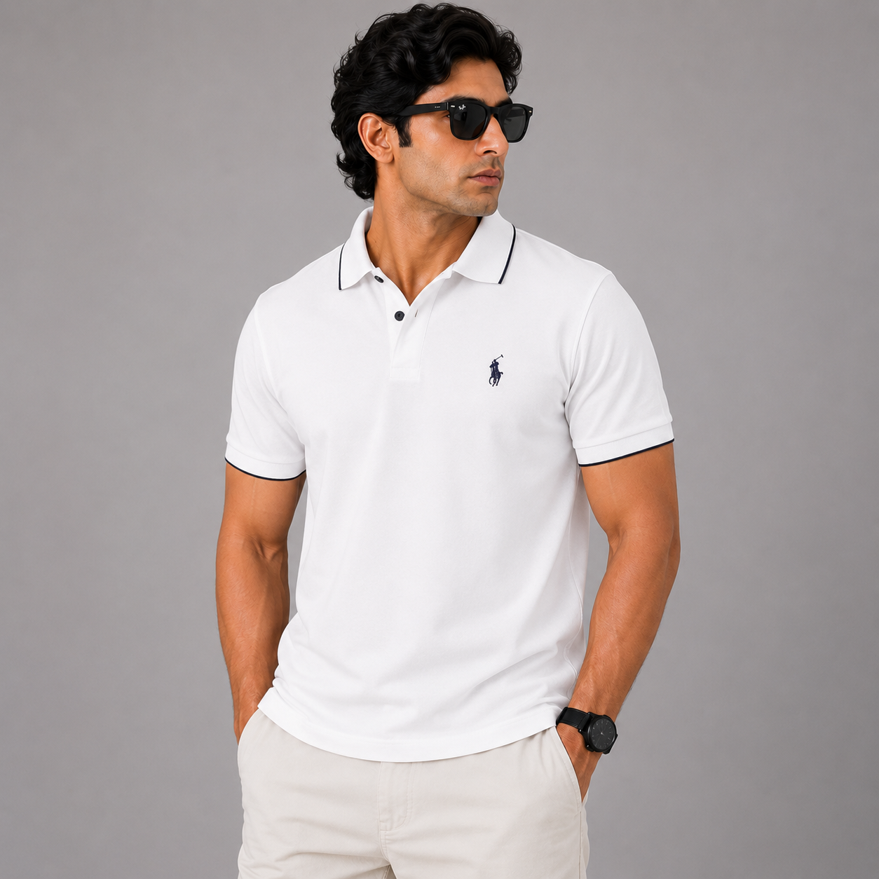 Po_lo Ral_ph Lau_ren Men’s white Premium Polo T-Shirt – Signature Pony Logo Classic Fit