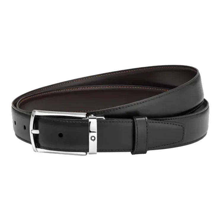 Montblanc Calfskin Leather Belt Men's Black/Brown 3cm Width