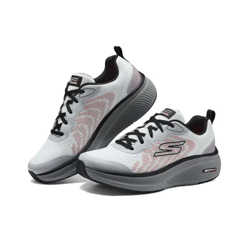 Ske_chers GO RUN Elevate 2.0 Cushioned, Breathable Low-Top Running Shoe for Men, White, Black