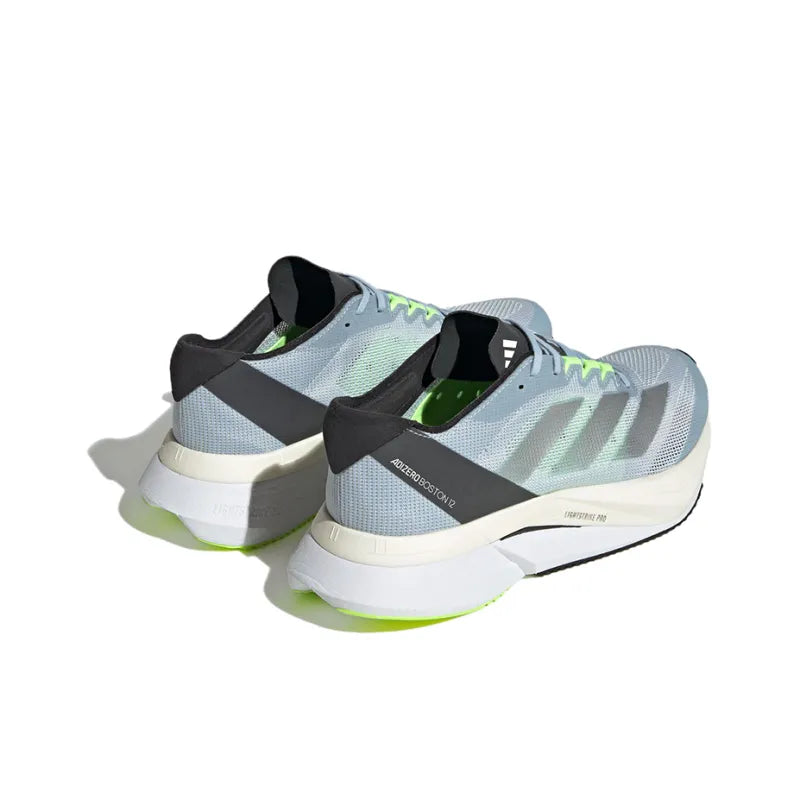 Adi_das adizero Boston 12 Mesh Low-Top Carbon Plate Running Shoes Women's Blue Silver Black