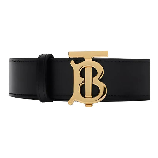 Burberry Solid Color Design, Plate Buckle Leather Belt Women's Black 3CM