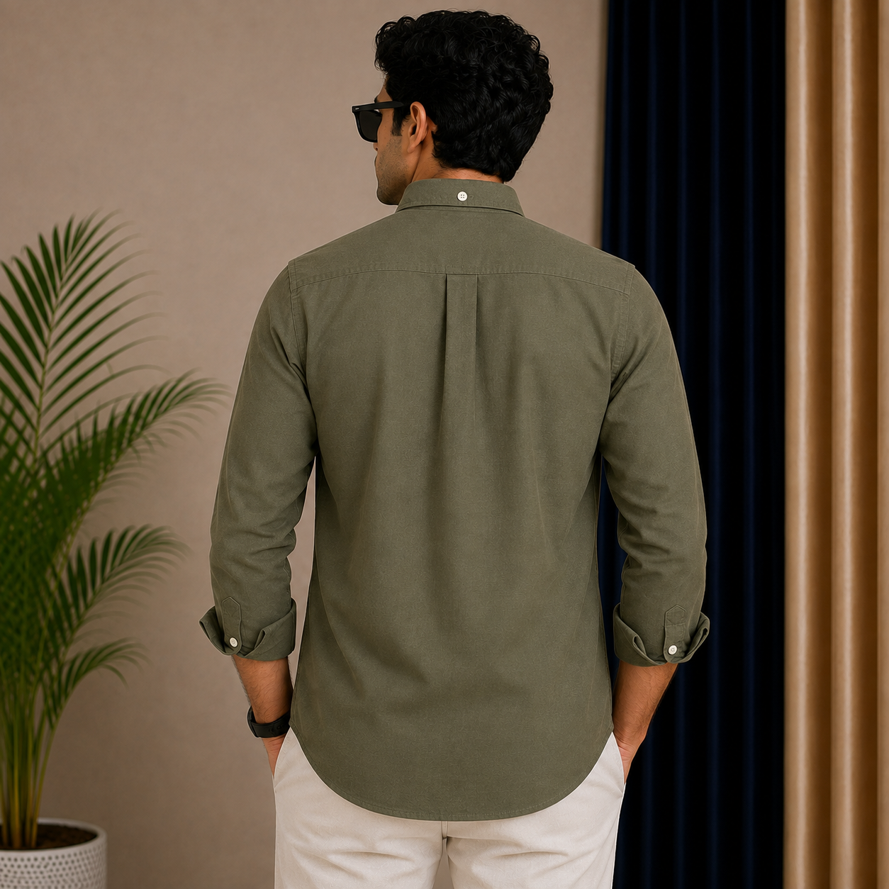 Po_lo RAL_PH LAU_REN Men’s Premium Dark Olive Green Oxford Shirt – Embroidered Button-Down Full Sleeve Shirt
