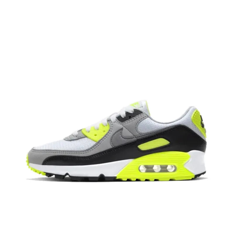 Ni_ke Air Max 90 Low-Top Running Shoes for Women: Abrasion-Resistant and Lightweight, White, Yellow