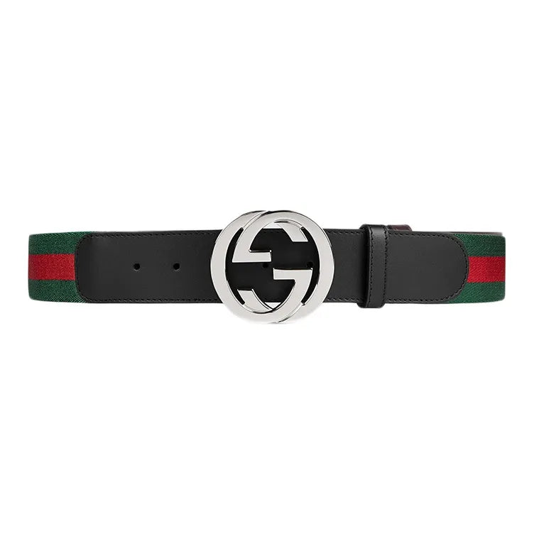 Gucci G Buckle Web Belt Green Red