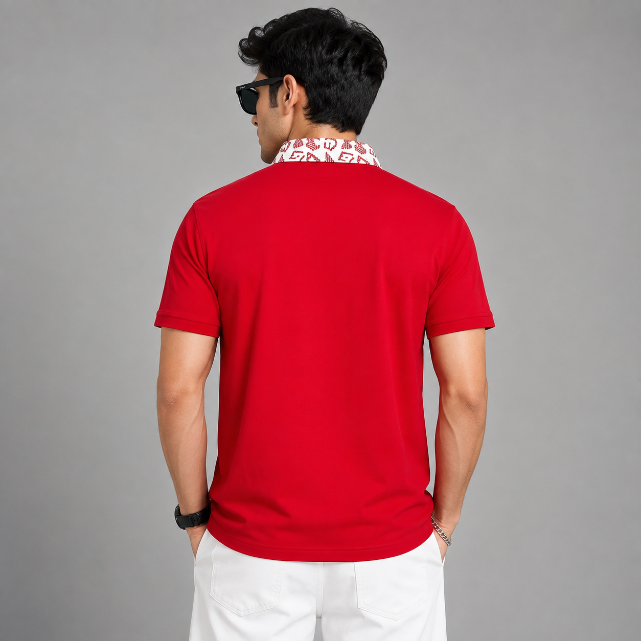 Men's Red Premium Po_lo T-Shirt | Printed Collar Cotton Po_lo | Slim Fit Casual Po_lo Tee