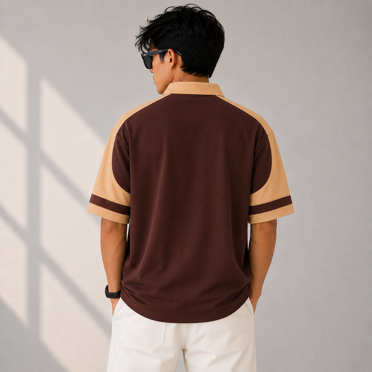 Lacoste Style Men’s Brown & Tan Contrast Polo T-Shirt | Premium Half Sleeve Casual Polo | Smart Regular Fit