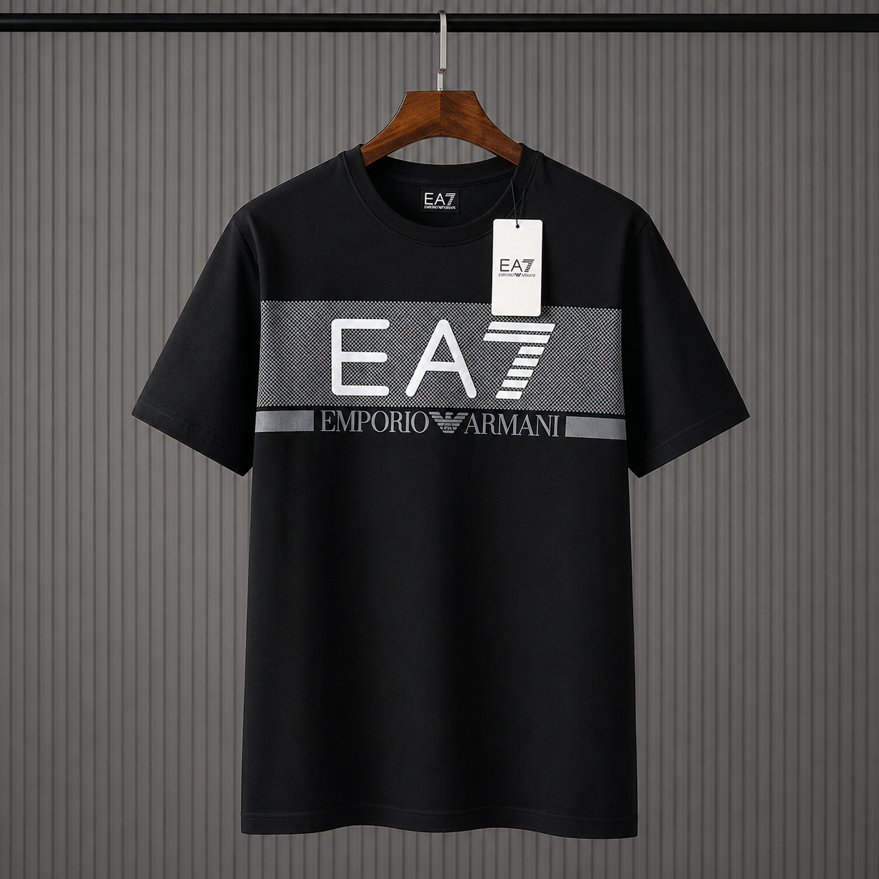 E_A7 Inspired Men's Premium Black Graphic Crew Neck Cotton T-Shirt